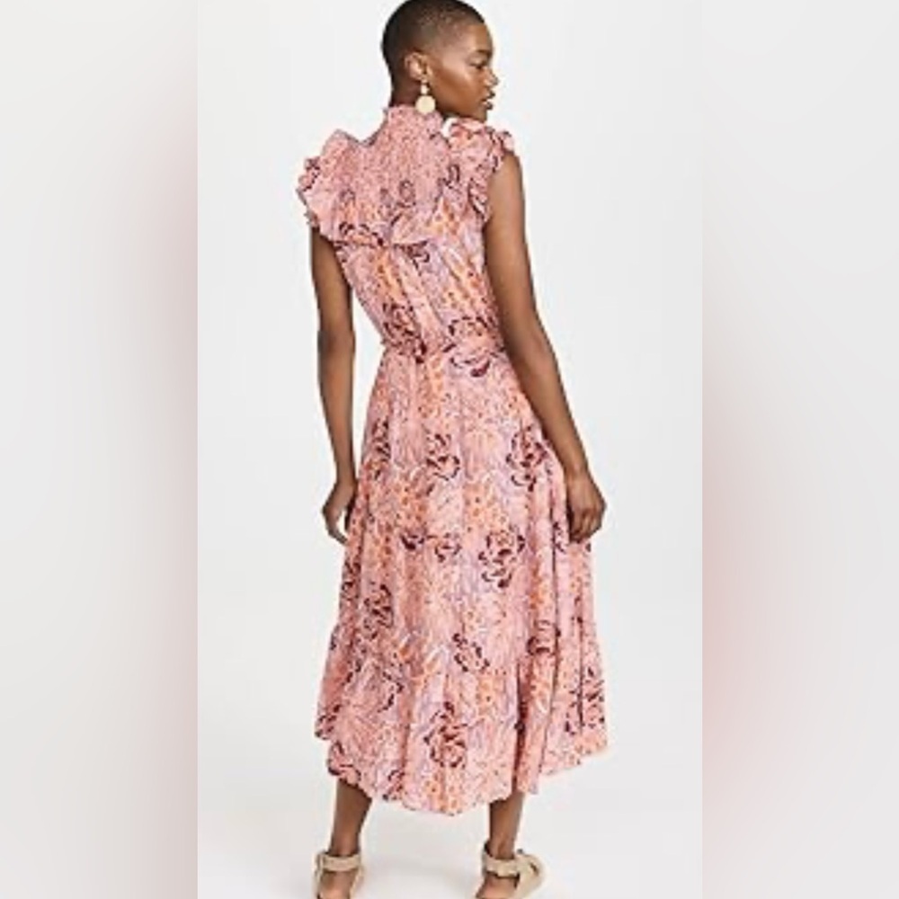 LIKELY Revolve Levine Day Dress Floral Maxi Pink Ruffle Calico Size 12 - Picture 3 of 14